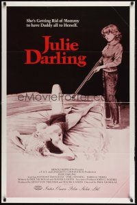 4t291 JULIE DARLING 1sh '83 violent artwork of little girl about to shoot sexy mother in bed!