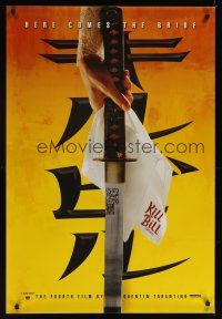 4t001 KILL BILL: VOL. 1 foil teaser 1sh '03 Quentin Tarantino, full-length Uma Thurman with katana!