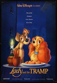 4t091 LADY & THE TRAMP DS 1sh R97 Walt Disney most romantic image from canine dog classic!