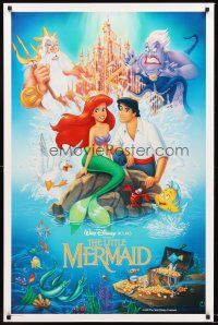 4t302 LITTLE MERMAID int'l 1sh '89 great image of Ariel & cast, Disney underwater cartoon!