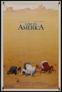 4t305 LOST IN AMERICA 1sh '85 great Lettick art of Albert Brooks & Julie Hagerty w/heads in sand!