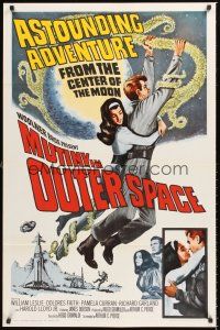 4t322 MUTINY IN OUTER SPACE 1sh '64 wacky sci-fi, astounding adventure from the moon's center!