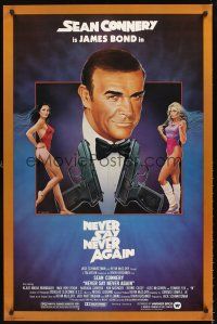 4t326 NEVER SAY NEVER AGAIN 1sh '83 art of Sean Connery as James Bond 007 by R. Obrero!