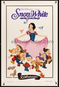 4t359 SNOW WHITE & THE SEVEN DWARFS foil 1sh R87 Walt Disney animated cartoon fantasy classic!