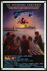 4t372 SUPERMAN II 1sh '81 Christopher Reeve, Terence Stamp, great artwork over New York City!