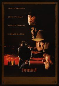 4t168 UNFORGIVEN DS 1sh '92 Clint Eastwood, Hackman, Morgan Freeman, Richard Harris!