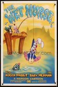4t397 WET NURSE Kilian 1sh '88 Baby Herman goes fishing w/Roger Rabbit as the bait!