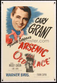 4w235 ARSENIC & OLD LACE linen 1sh '44 Cary Grant, Priscilla Lane, Josephine Hull, Frank Capra