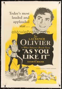 4w236 AS YOU LIKE IT linen 1sh R49 Sir Laurence Olivier in William Shakespeare's romantic comedy!
