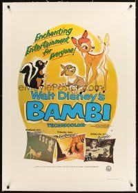 4w084 BAMBI linen Aust 1sh R79 Walt Disney cartoon deer classic, great art with Thumper & Flower!