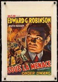 4w062 BLACKMAIL linen Belgian R40s cool different artwork of escaped convict Edward G. Robinson!