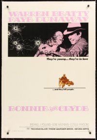 4w245 BONNIE & CLYDE linen 1sh '67 notorious crime duo Warren Beatty & Faye Dunaway young & in love!