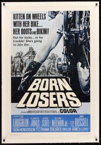 4w246 BORN LOSERS linen 1sh '67 Tom Laughlin directs and stars as Billy Jack, sexy motorcycle art!