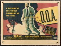 4w099 D.O.A. linen British quad '50 different artwork of Edmond O'Brien, classic film noir!