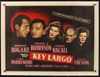 4w102 KEY LARGO linen British quad '48 Humphrey Bogart, Lauren Bacall, Robinson, cool different art!