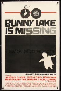 4w253 BUNNY LAKE IS MISSING linen 1sh '65 directed by Otto Preminger, great artwork by Saul Bass!