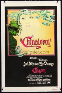 4w255 CHINATOWN linen 1sh '74 art of Jack Nicholson & Faye Dunaway by Jim Pearsall, Roman Polanski