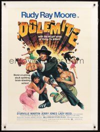 4w277 DOLEMITE linen 25.5x37.75 1sh '75 best outrageous art of brain-blasting Rudy Ray Moore!