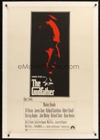 4w107 GODFATHER linen English 1sh '72 great art of Marlon Brando, Francis Ford Coppola classic!