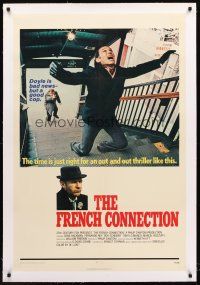 4w290 FRENCH CONNECTION linen int'l 1sh '71 Gene Hackman in chase climax, William Friedkin classic!