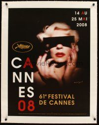 4w045 CANNES FILM FESTIVAL 2008 linen French 23x32 '08 cool image of woman with censored eyes!