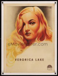 4w056 VERONICA LAKE linen French 23x32 '40s incredible art of the beautiful star by Roger Soubie!
