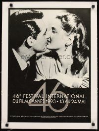 4w058 CANNES FILM FESTIVAL 1993 linen French 15x21 '93 Cary Grant & Ingrid Bergman from Notorious!