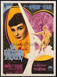 4w026 FUNNY FACE linen German '57 different art of Audrey Hepburn & Fred Astaire by R. Storck!