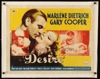 4w208 DESIRE linen style B 1/2sh '36 close up of sexy jewel thief Marlene Dietrich & Gary Cooper!