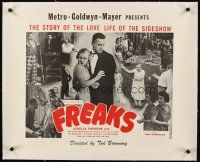 4w210 FREAKS linen 1/2sh R70s Tod Browning classic, great diferent montage of sideshow cast!