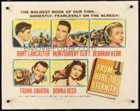 4w211 FROM HERE TO ETERNITY linen 1/2sh '53 Burt Lancaster, Kerr, Sinatra, Donna Reed, Clift!