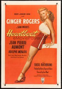 4w313 HEARTBEAT linen style A 1sh '46 great full length art of super sexy Ginger Rogers!