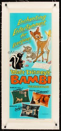 4w200 BAMBI linen insert R75 Walt Disney cartoon deer classic, great art with Thumper & Flower!