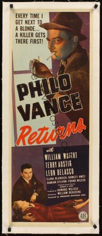 4w203 PHILO VANCE RETURNS linen insert '47 killer gets to the blonde before detective William Wright