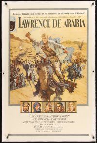 4w352 LAWRENCE OF ARABIA linen pre-Awards Spanish/U.S. 1sh '63 Lean, Terpning art of O'Toole on camel!