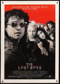 4w358 LOST BOYS linen 1sh '87 Kiefer Sutherland, teen vampires, directed by Joel Schumacher!