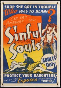 4w442 SINFUL SOULS linen 1sh '40s sure she got in trouble, but who was to blame!