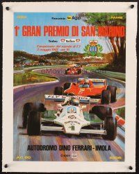 4w132 1 GRAN PREMIO DI SAN MARINO linen Italian 13x17 poster '81 Formula One racing art by Pallotti!