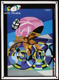 4w141 86 GIRO D'ITALIA linen special Italian 27x38 '02 cool bicycle racing artwork by Ugo Nespolo!