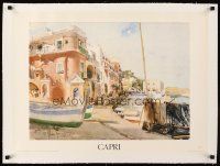 4w161 CAPRI linen 20x27 Italian travel poster '70s art of the Isle of Capri by Aldo Raimondi!