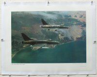 4w118 F-100 SUPER SABRES linen 17x22 war poster '68 giving air support in South Vietnam!