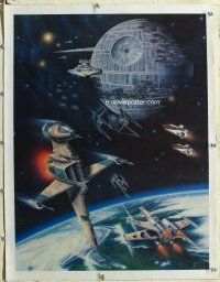 4w221 RETURN OF THE JEDI SPACE BATTLE linen special 20x27 fan club poster '83 cool different art!