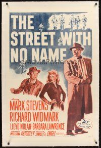 4w456 STREET WITH NO NAME linen 1sh R54 full-length art of Richard Widmark & co-stars, film noir!