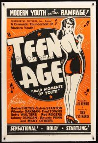 4w472 TEEN AGE linen Woolever Press 1sh '44 juvenile delinquency facts, modern youth on the rampage!