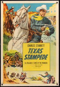 4w477 CHARLES STARRETT stock linen 1sh '52 art of Charles Starrett by Glenn Cravath, Texas Stampede