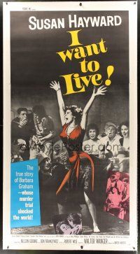 4x222 I WANT TO LIVE linen 3sh '58 Susan Hayward as Barbara Graham, a party girl convicted of murder