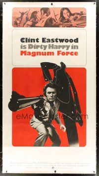 4x226 MAGNUM FORCE linen 3sh '73 Clint Eastwood is Dirty Harry pointing his huge gun!