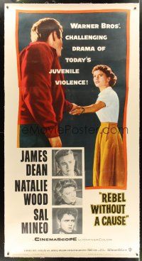 4x232 REBEL WITHOUT A CAUSE linen 3sh R57 Nicholas Ray, James Dean was a bad boy from a good family!