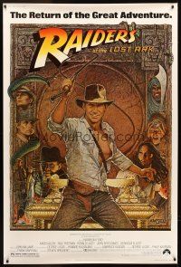 4x323 RAIDERS OF THE LOST ARK 40x60 R82 great art of adventurer Harrison Ford by Richard Amsel!