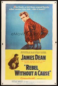 4x002 REBEL WITHOUT A CAUSE style Y 40x60 '55 Nicholas Ray, James Dean - bad boy from a good family!